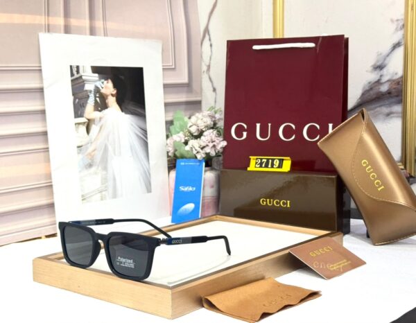 Gucci Polarized Square Matte Black Frame & Black Sunglasses
