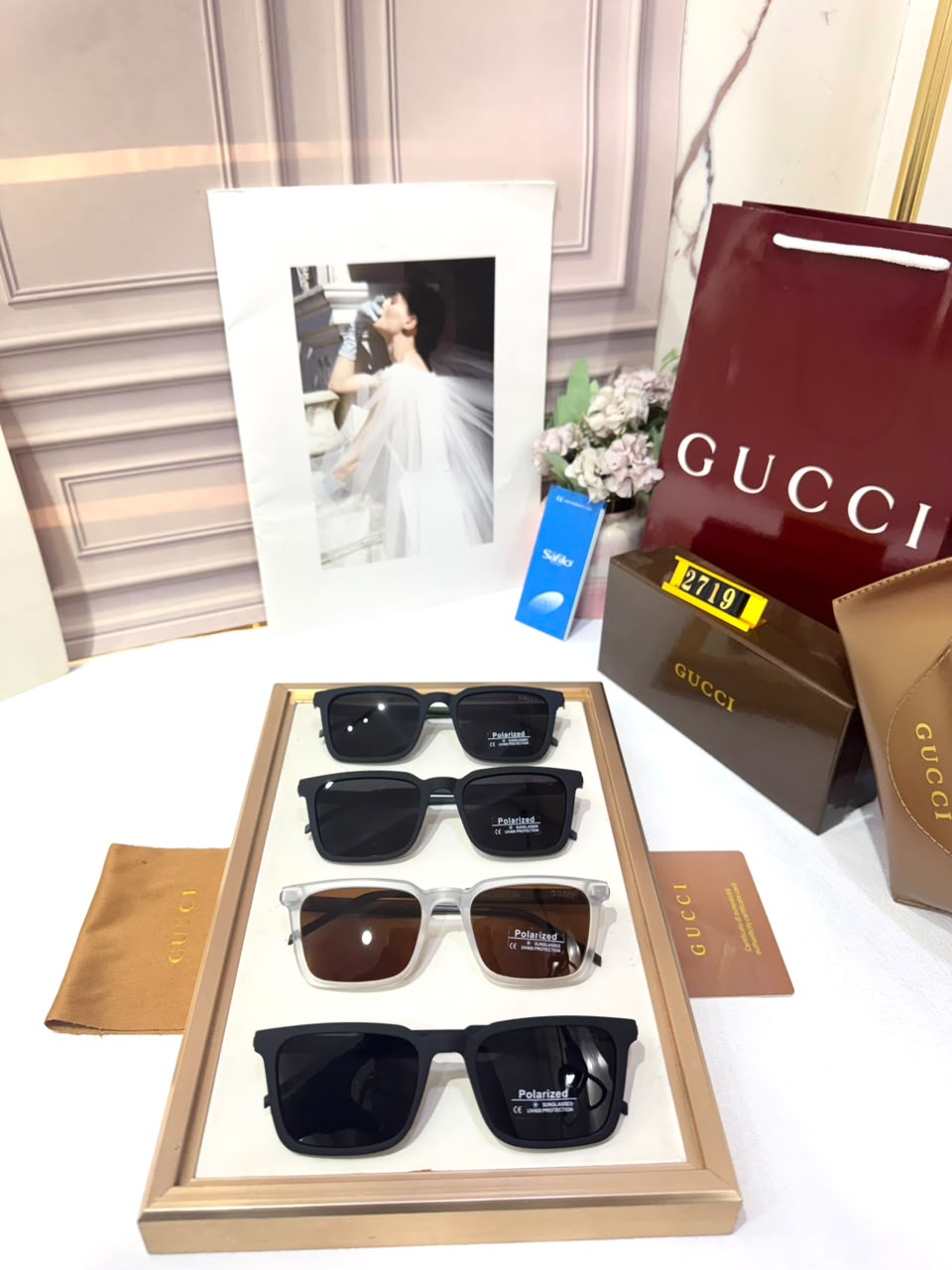 Gucci Polarized Square All Black Sunglasses