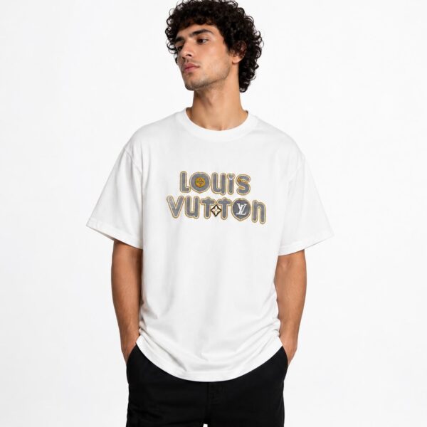 Louis Vuitton Bubble Letter Logo White Color T-Shirt