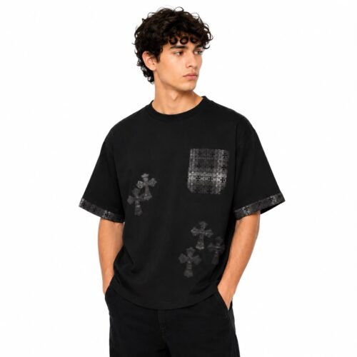 Chrome Hearts Tonal Cross Pocket Black T-Shirt