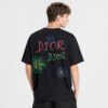 Dior Floral Brush Logo Black T-Shirt