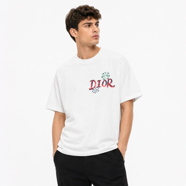 Dior Floral Brush Logo White T-Shirt