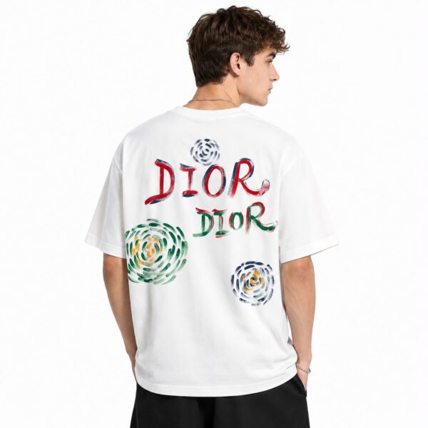 Dior Floral Brush Logo White T-Shirt