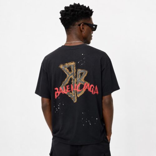 Balenciaga Graffiti BB Logo Black T-Shirt