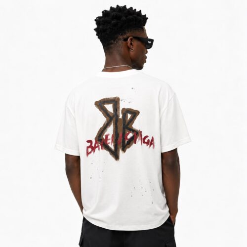 Balenciaga Graffiti BB Logo White T-Shirt