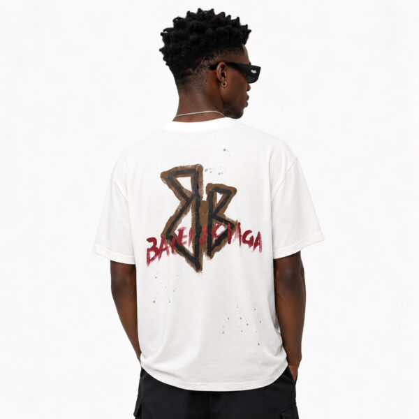 Balenciaga Graffiti BB Logo White T-Shirt