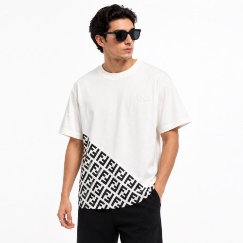 Fendi Diagonal FF Monogram White T-Shirt