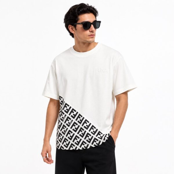 Fendi Diagonal FF Monogram White T-Shirt