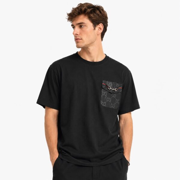Gucci GG Horsebit Pocket Black Color T-Shirt