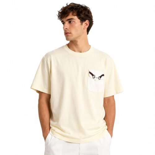 Gucci GG Horsebit Pocket Ivory Color T-Shirt