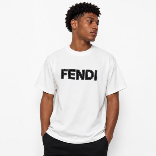 Fendi Embroidered Logo White T-Shirt