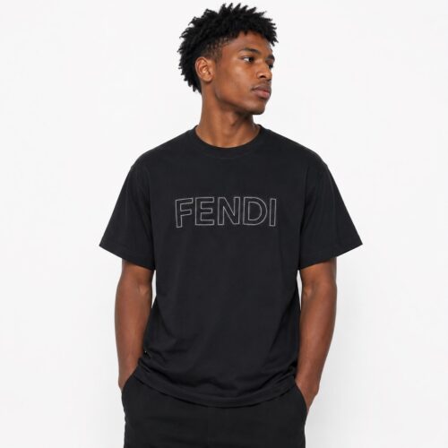 Fendi Embroidered Logo Black T-Shirt