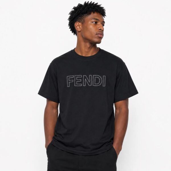 Fendi Embroidered Logo Black T-Shirt