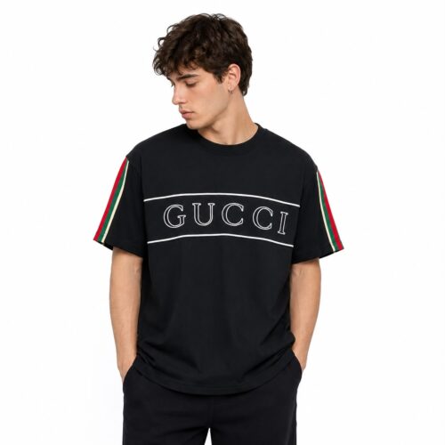 ucci Heritage Web Stripe Black Color T-Shirt