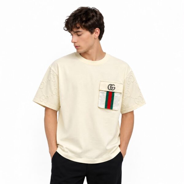 Gucci GG Sleeve Web Pocket Beige T-Shirt