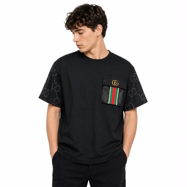 Gucci GG Sleeve Web Pocket Black T-Shirt
