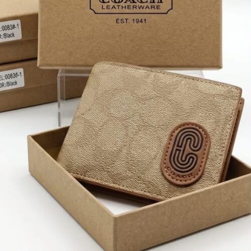 Coach Apricot Canvas Brown Patch Men’s Wallet