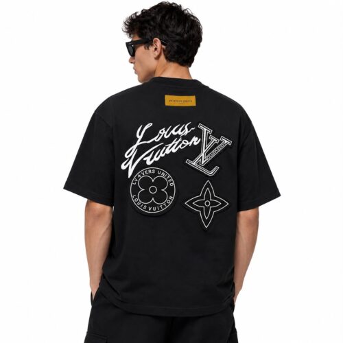 Louis Vuitton Patchwork Logo Black T-Shirt
