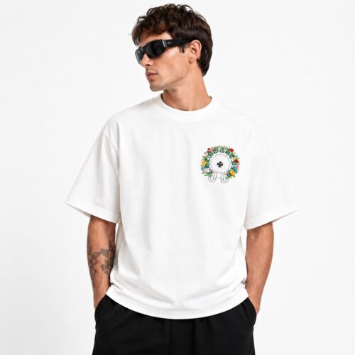 Chrome Hearts Cemetery Floral Horseshoe White T-Shirt