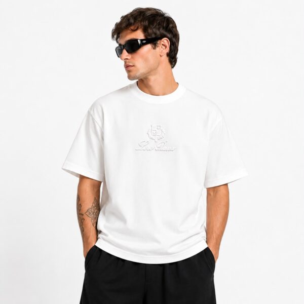 Loro Piana Embossed Crest Logo White T-Shirt