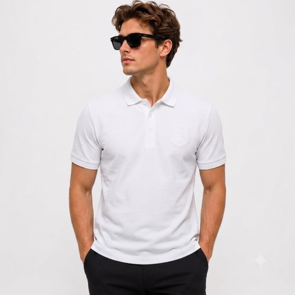 Loro Piana Embossed Crest White Polo TShirt
