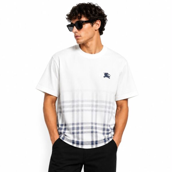 Burberry Check Hem Logo TShirt - White
