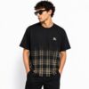 Burberry Check Hem Logo TShirt - Black