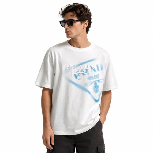 Prada Milano Embossed Spray Logo Oversized TShirt
