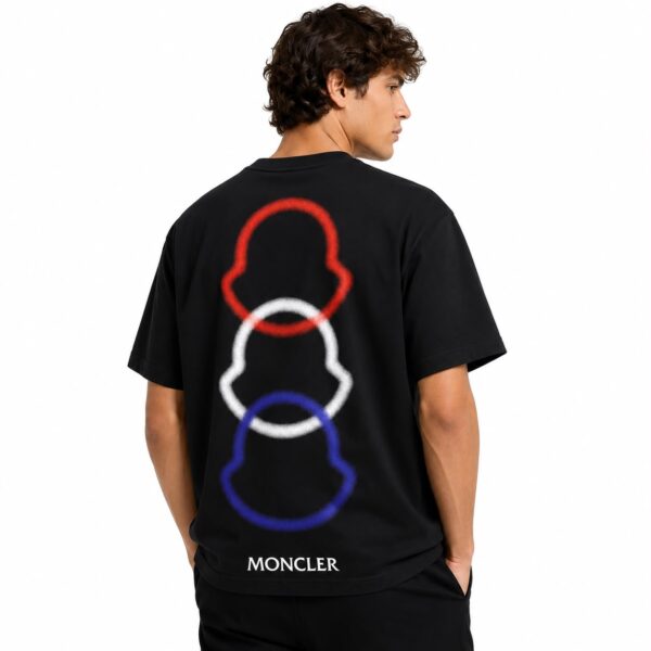 Moncler Tricolor Logo Pocket Black TShirt