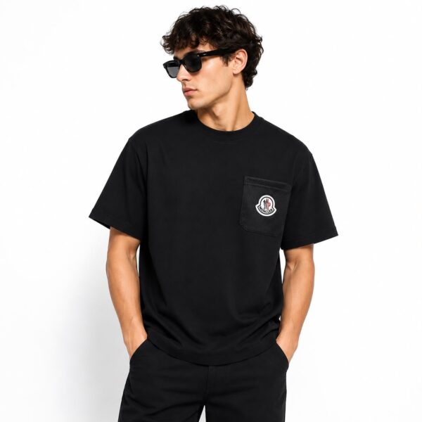 Moncler Tricolor Logo Pocket Black TShirt