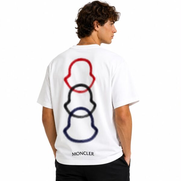 Moncler Tricolor Logo Pocket White TShirt
