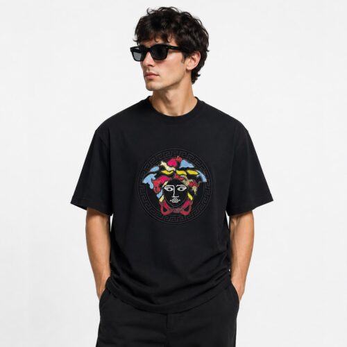 Versace Multicolor Medusa Embroidered Oversized TShirt