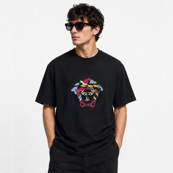 Versace Multicolor Medusa Embroidered Oversized TShirt