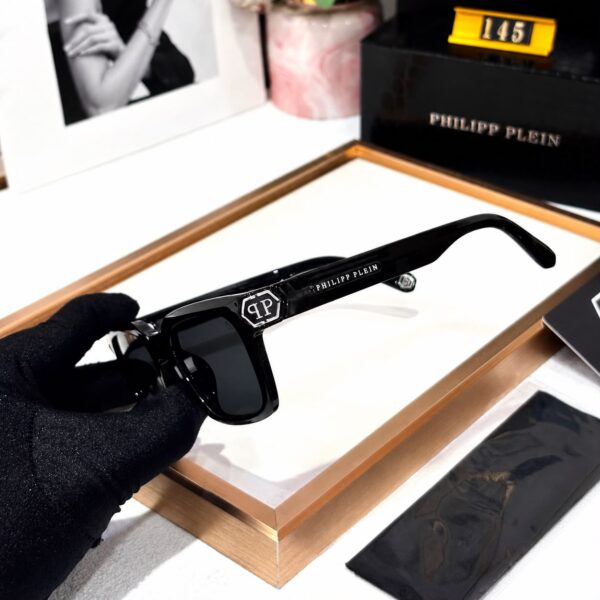 Philipp Plain Black Silver Frame Men’s Wayfarer Sunglass