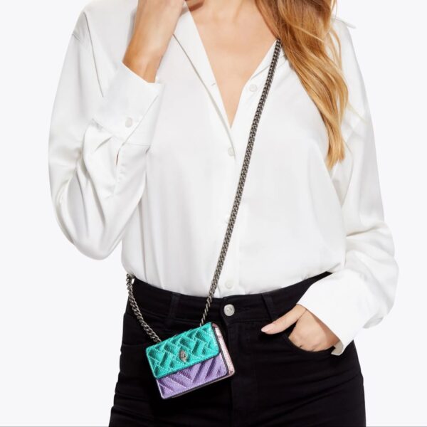 Kurt Geiger Micro Kensington Green Purple Sling Bag (With Box)