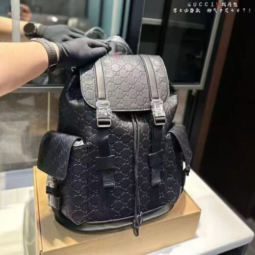 Gucci GG Black Embossed Backpack