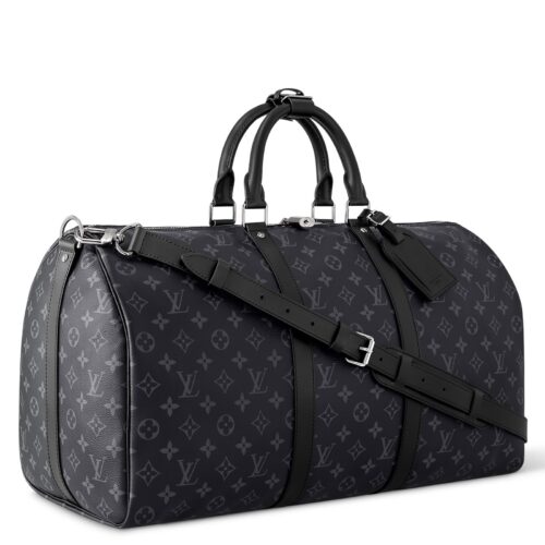 Louis Vuitton Keepall Bandouliere 50 Black Mono Duffle Bag