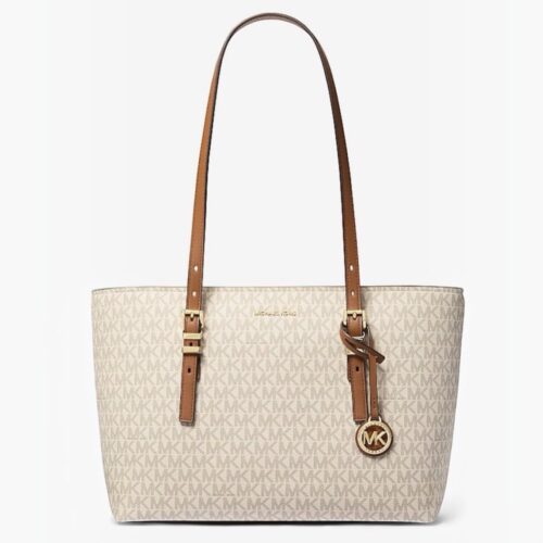 Michael Kors Beige Brown Quinn Signature Tote
