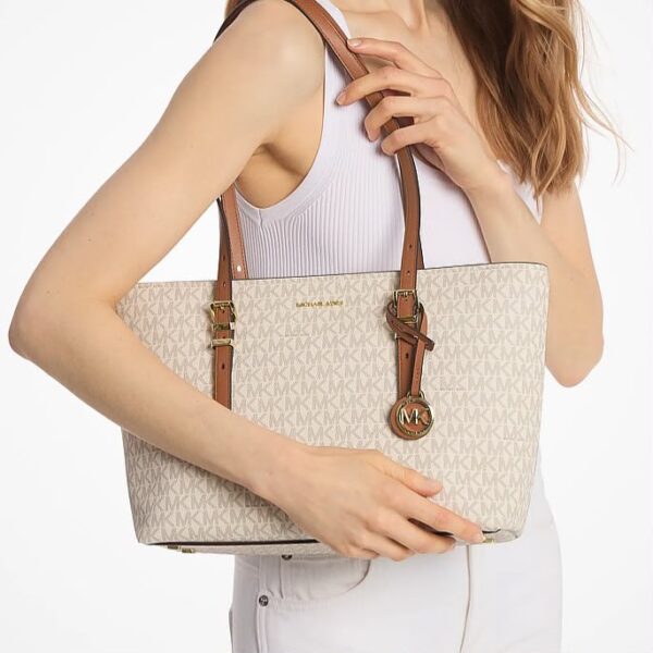 Michael Kors Beige Brown Quinn Signature Tote