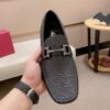 Salvatore Ferragamo Black Embossed Mocassin