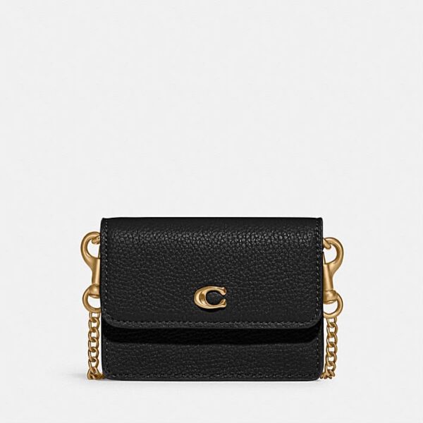 Coach Half Flap Black Mini Sling Bag