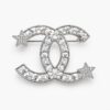 Chanel Crystal Starfall CC Silver Brooch