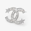 Chanel Crystal Starfall CC Silver Brooch