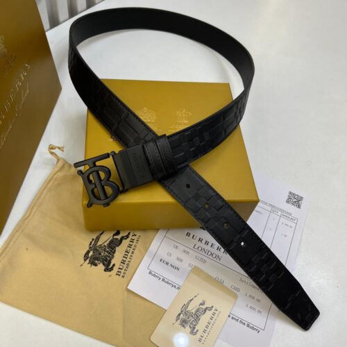 Burberry Check All Black Reversible Mens Belt