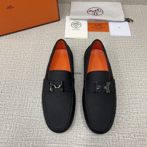 Hermes Constance Black Mocassin