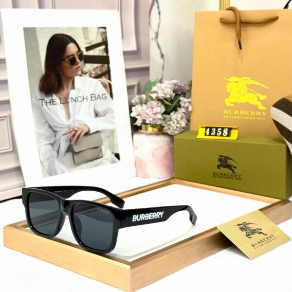 Burberry Black White Square Signature Check Sunglasses