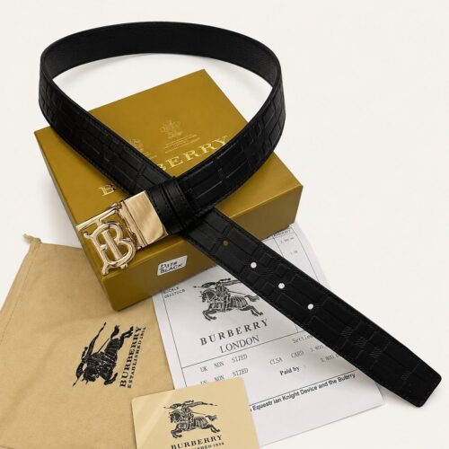 Burberry Gold Grid Reversible Mens Belt