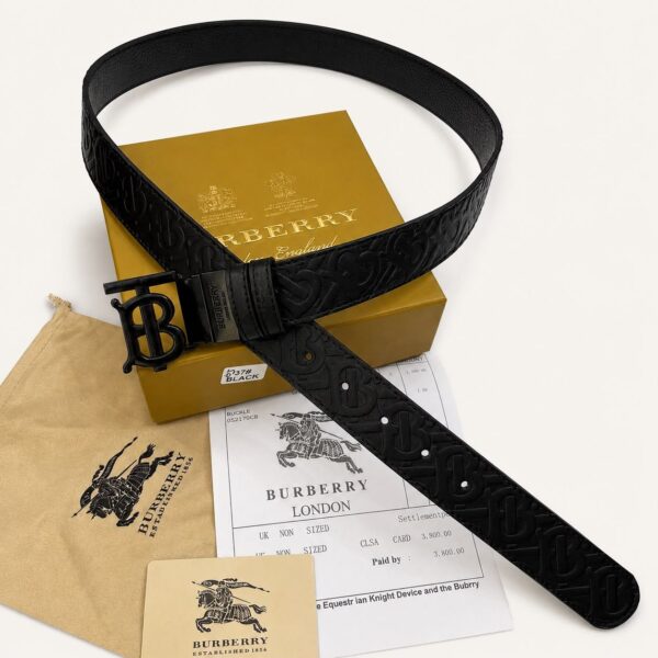 Burberry TB Embossed Full Black Reversible Mens Belt