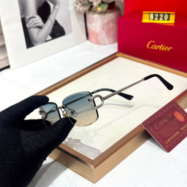 Cartier Blue Rimless Rectangular Men’s Sunglass