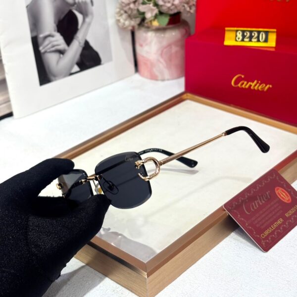 Cartier Black Rimless Rectangular Men’s Sunglass